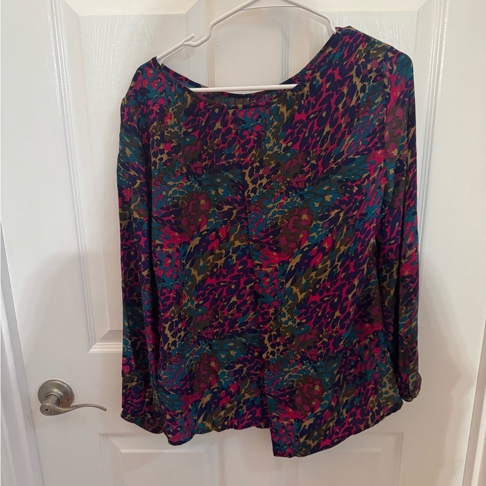 Britt Ryan 100% Silk Colorful Women's Top, button back - Picture 3 of 9